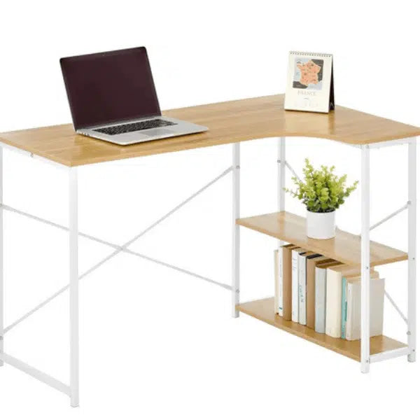 L Shaped Wooden Study Computer Desk