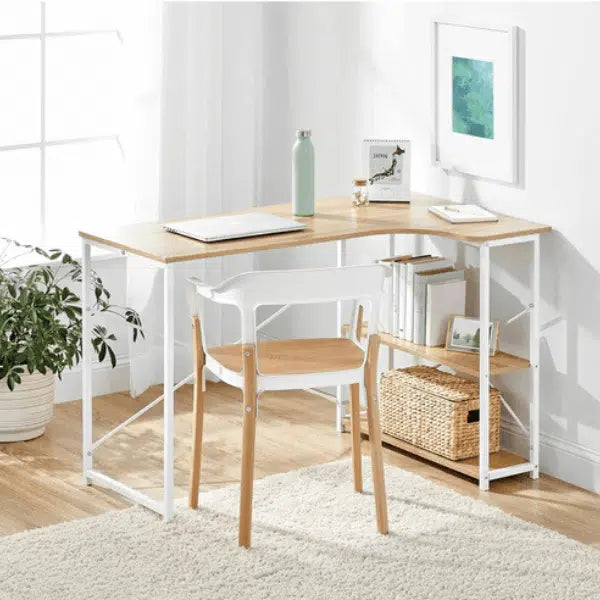 L Shaped Wooden Study Computer Desk