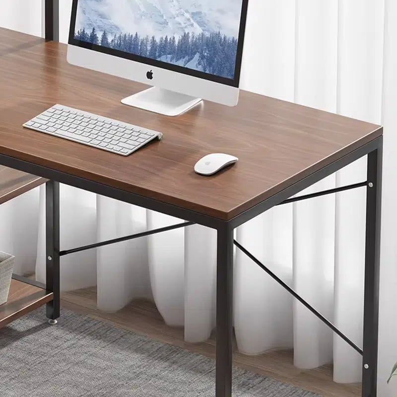 L Shaped Wooden Study Computer Desk